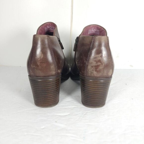 DANSKO Women's Amelia US 7-7,5 EU 38 Brown Leather Zip Block Heel Ankle Boots - Picture 10 of 14